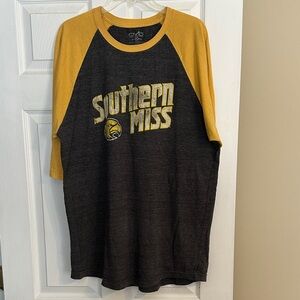 Southern Miss Men's Raglan Tee - Black and Gold